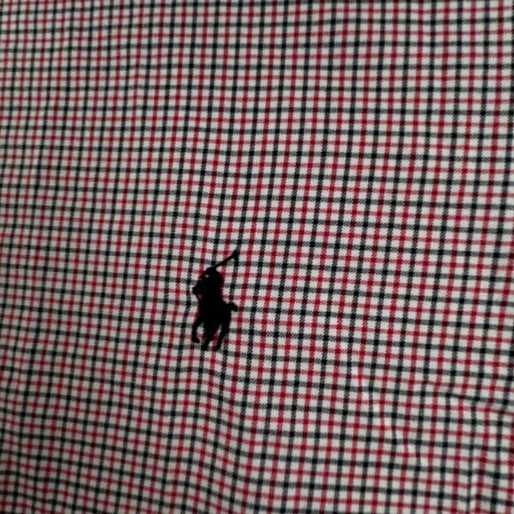 Ralph Lauren Long Sleeve Button Up Shirt Red Black Check Classic 17.5 34/35 Men - Picture 9 of 12